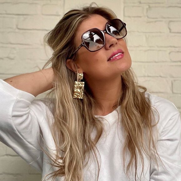 ?️ New Celine CL40244U 78F Sunglasses - Shiny Opal Lilac Frame, Brown Lenses main image 7